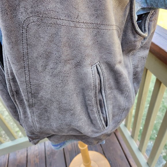 Wilsons M Julian Suede Leather Brown Vest Full Zip Vintage Men Extra Large Korea - Picture 4 of 10